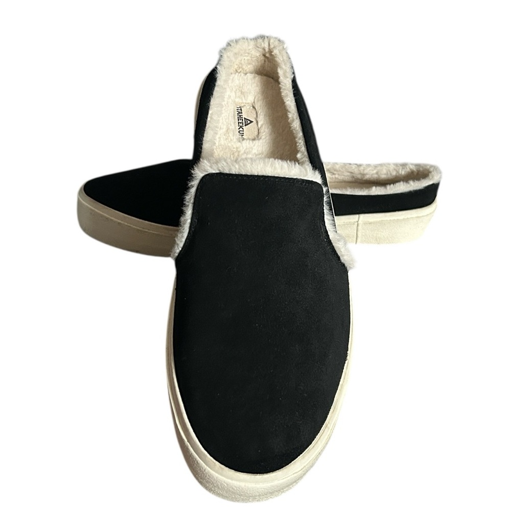 Staheekum Women's Cozy Camp Mules in Black Suede and Faux Fur Lining Size 9 - Picture 1 of 11